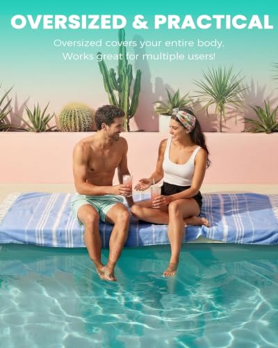 Antfuny Thin Blue Turkish Beach Towel 72x36 Inch Sand-Free Quick-Dry Pool Mat