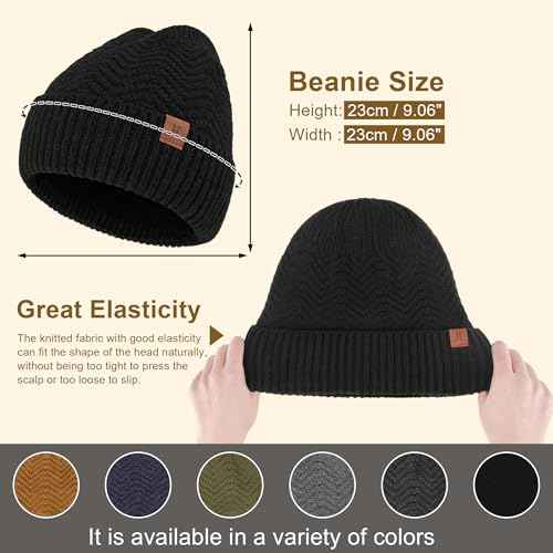 FZ FANTASTIC ZONE Winter Beanie Hats for Men Warm Knit Snow Ski Hat Skull Cap with Thick Fleece Lined Mens Gifts
