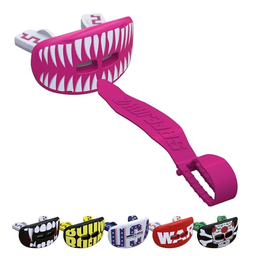 SAFEJAWZ Lip Guard Football Mouthguard with Detachable Pink Strap - Impact Protection
