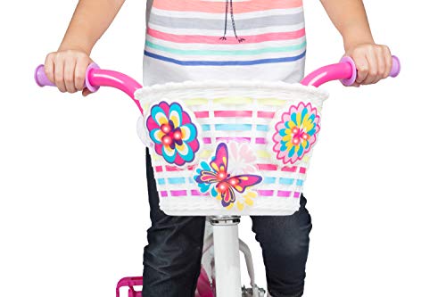 Kids Bicycle Basket with Light-Up Flowers & Butterfly Decor - Easy Attach, Durable