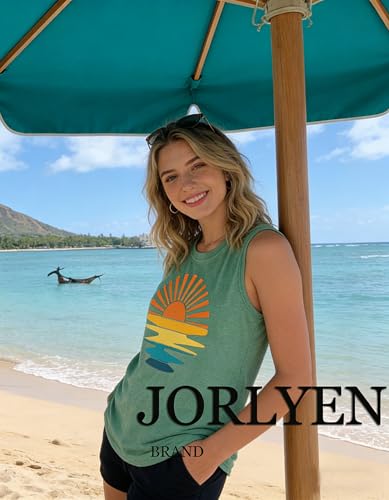 Large Light Green Sunrise Sunset Sunshine T-Shirt for Women Outdoor Beach Hawaii Nature