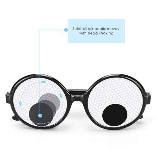 Axlksia 2 Pcs Googly Eye Glasses, Novelty Shaking Glasses with Eyes, Funny Googly Eyes Glasses for Adults Kids