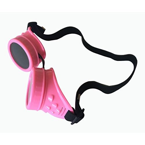 Wocst Cyber Goggles Vintage Steampunk Goggles Glasses Welding Goth Cosplay(Pink)