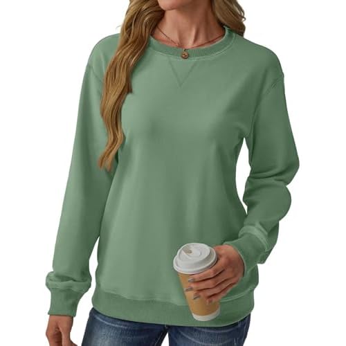 Womens Long Sleeve Sweatshirt Casual Crew Neck T Shirt Cute Pullover Tops Lightweight Loose Fit Sweater 2025 Fall Outfit