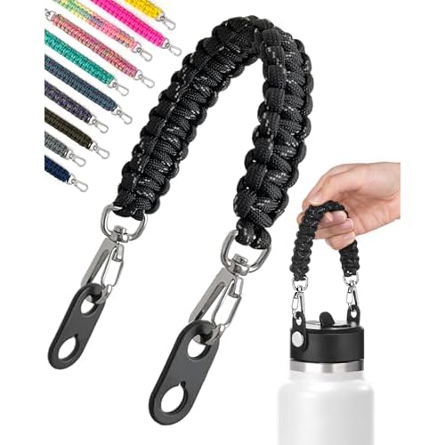 Gearproz HydroCord 3.0 H, Replacement Handle and Clips for Hydroflask Lids with Rivets, Fits Wide Mouth Bottles 12oz-64oz, Shoulder Strap, Water Bottle Handle, Durable Carrier
