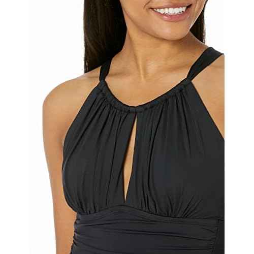 La Blanca Womens One Piece Swimsuit High Neck Keyhole Island Goddess