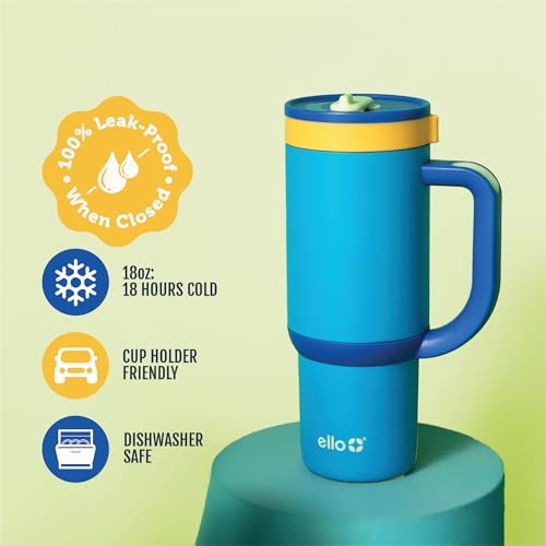 Ello Oasis 18oz Kids Insulated Stainless Steel Tumbler with Straw - Glacier