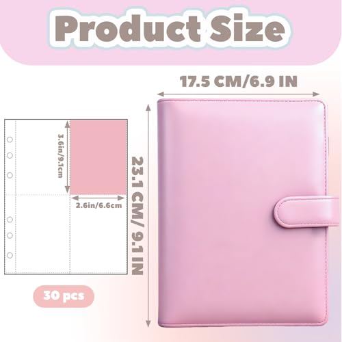 Kpop Photocard Binder PU Leather 6-Ring Album with Magnetic Closure, 30 Pack Pages