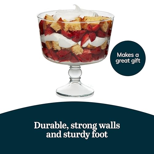 Libbey Selene Glass Footed Trifle Bowl with Pedestal, Clear Dessert Serving Dish - 1 Count