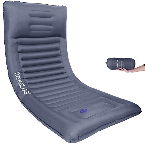 Camping Sleeping Pad with Built-In Pump & Neck Support - Thick 4.9" Ultralight Mat