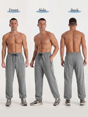 Men's Athletic Joggers Pants with Zipper Pockets - Large, Black, Navy Blue, Gray