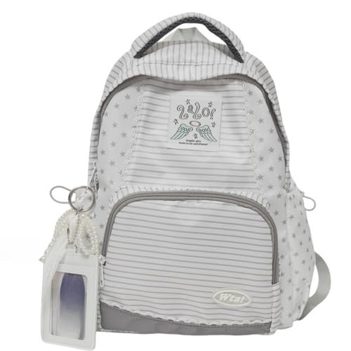Large Striped Star Y2K Star Backpack Whimsical Twee Wing Cute Bookbag