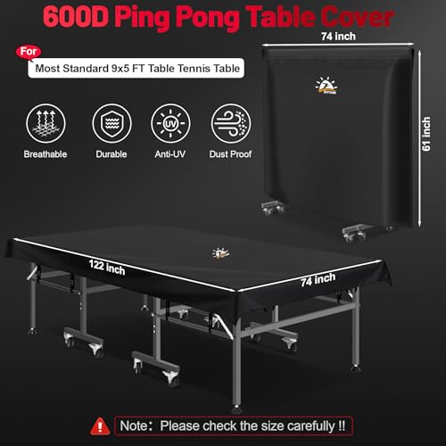Heavy Duty Waterproof Ping Pong Table Cover 9x5 ft Indoor Outdoor