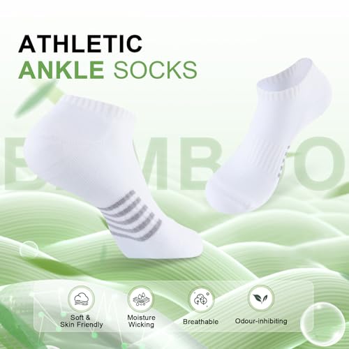Women’s Ankle Socks 8-11 Pairs Bamboo Viscose Low Cut Socks - White