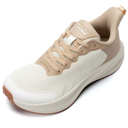 ALEADER Wide Toe Box Shoes Women Running Walking Tennis Work Nurse Sneakers 8.5 Wide / Oatmeal