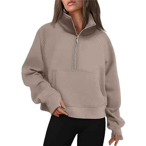 AUTOMET Womens Sweatshirts Half Zip Cropped Pullover Fleece Quarter Zipper Hoodies 2025 Fall Fashion Outfits Clothes