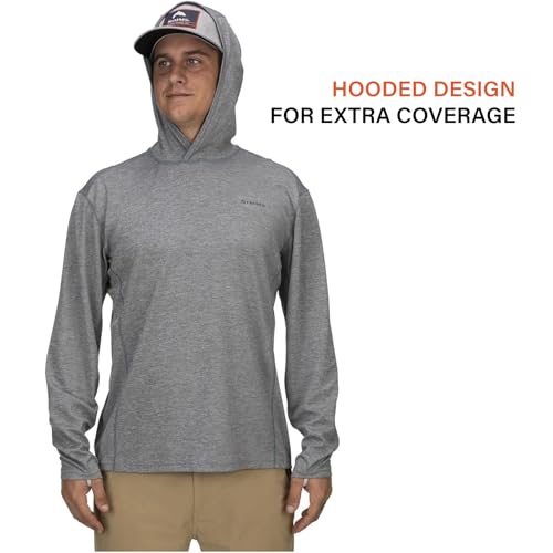 Simms Men's BugStopper Hoody - Insect Shield Technology With UPF 30 Fabric - Quick Dry Bug Repellent Fishing Shirt for Warm Weather Outdoor Activities (Bay Leaf Heather, 2X-Large)