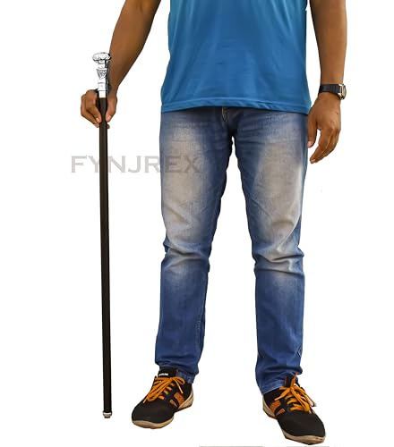 Vintage Wooden Walking Cane with Brass Handle - Adjustable Victorian Style Stick for Men & Women