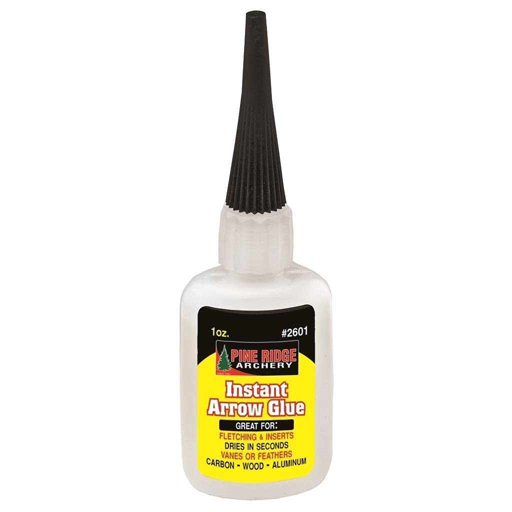Pine Ridge Archery Instant Arrow Glue, The Best Fletching Adhesive for Fletching Vanes, Feathers and Inserts, Perfect for Aluminium, Carbon and Wood Shafts, 1 oz