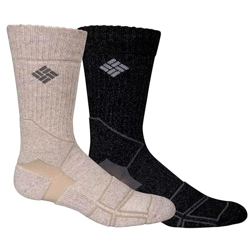 Columbia Mens 2 Pack Medium Weight Hiking Crew Socks