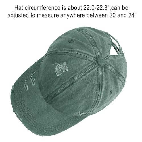 Womens Criss Cross Ponytail Baseball Cap Distressed Ponytail Hat High Messy Bun Trucker Ponycap for Outdoor Sports