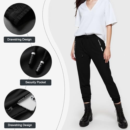 Women's Stretch Active Pants Large Black Breathable Sports Travel Trousers