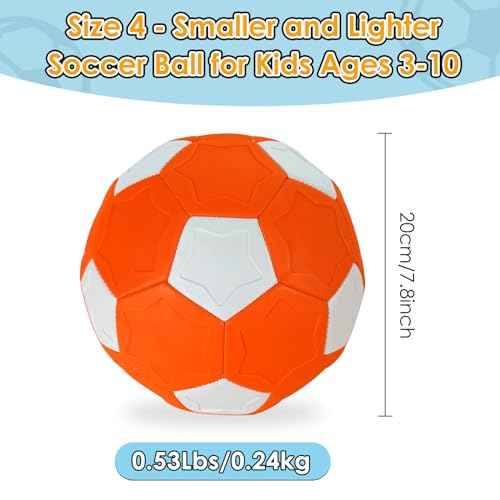Curve Soccer Ball for Kids Size 4, Swerve Soft Soccer Ball for Boys and Girls, Indoor and Outdoor Activities Games, Safe Kick Play in Inside House, Backyard and Lawn, Comes with Pump