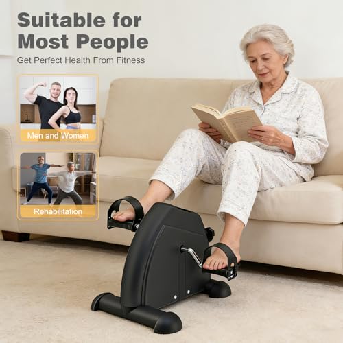 Mini Exercise Bike with LCD Display - Portable Under Desk Pedal Exerciser, Black