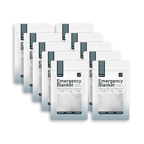 Altland 10 Pack of Emergency Blankets - Heat Reflective Blankets for Winter Survival Kits, Disaster Preparedness, Cold Weather Camping, and Homeless Care Packages