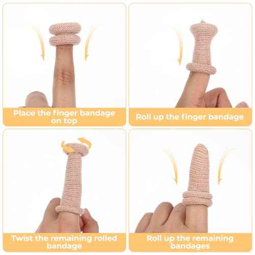 Cotton Bandage Finger Cots, 15 Pcs Breathable Finger Gloves Elastic Thumb Protectors Reusable Fingers Covers for Wounds, Injury, Gardening Work, Kitchen (Skin Color)