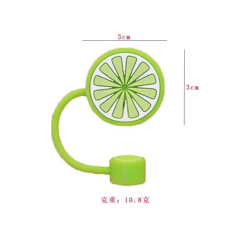Green lemon Straw Cover for Stanley 40&30 Oz Cup, 10mm Silicone Straw Covers Cap for Stanley Cup Accessories, Cute Topper for Tumblers, Cap Stopper for Reusable Straws Tip Lids（DM567）