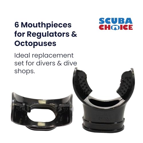 Black Diving Regulator Octopus Mouthpieces with Tie - 6 Pack, PVC, Universal Fit
