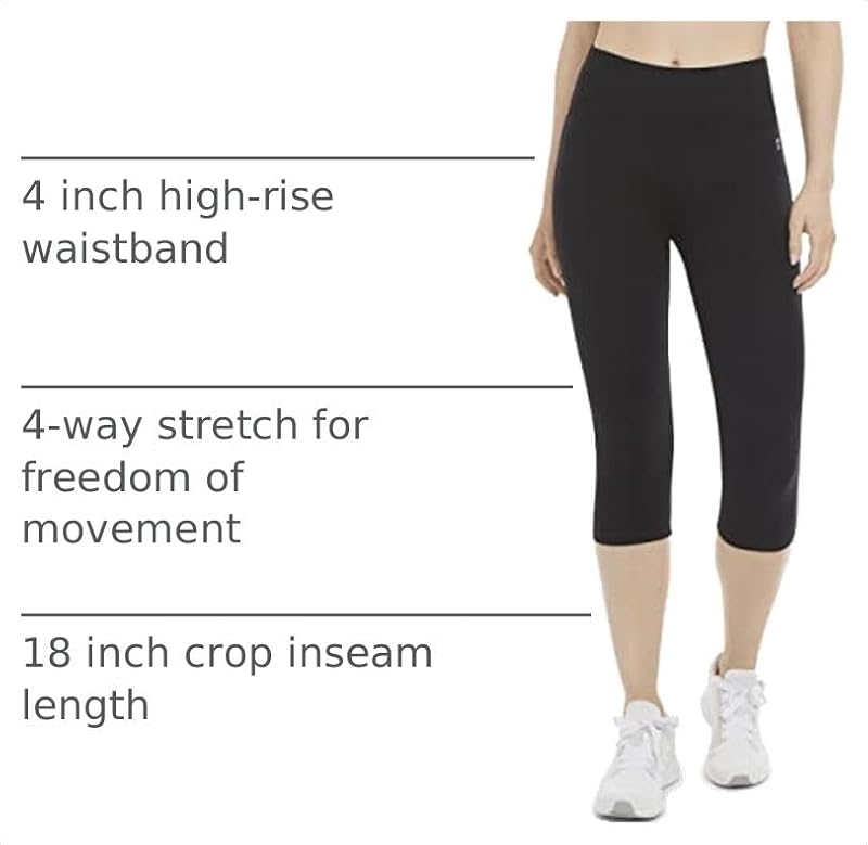 Women's High Waist Cotton Stretch Crop Leggings - Deep Black, Large