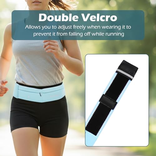 Cyan Slim Running Belt for Men and Women with Water Bottle & Towel - Adjustable Waist Pack