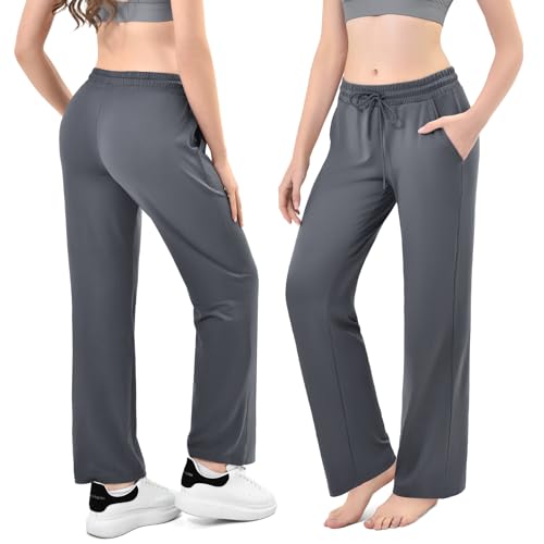 Walifrey Wide Leg Sweatpants for Women with Pockets - Large Black