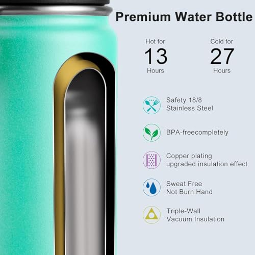 Insulated Stainless Steel Water Bottle 22oz with Leakproof Spout - Teal