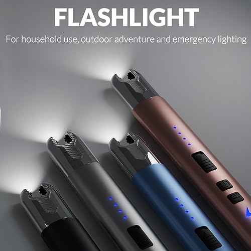 Electric Candle Lighter with Flashlight Function USB Rechargeable Battery Double Safety Switch (1 Pack - Rosegold)