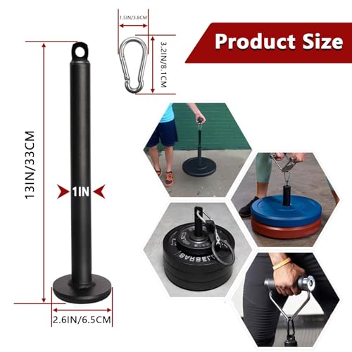 Weight Loading Pin with Carabiner for 1-Inch Standard Weight Plates - Black, 33cm