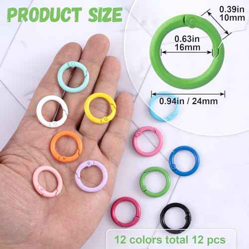 Spring O Rings,Round Keychain Carabiner Clips, Alloy Trigger Buckle DIY Accessories for Purse Keychains Keyrings Bag Lanyard Handbag