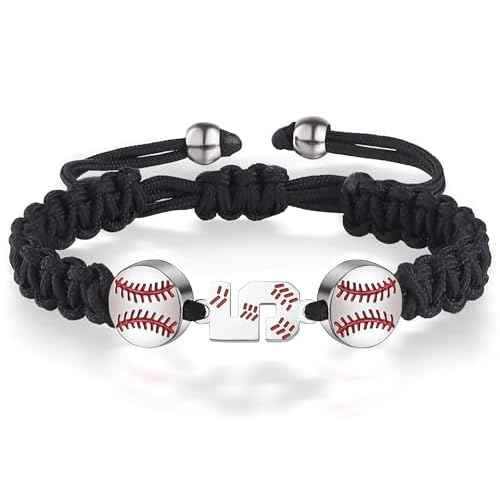 Baseball Number Bracelets for Men Athletes Jersey Number Bracelet Handmade Braided Adjustable Bracelets Personalized Baseball Gifts for Men