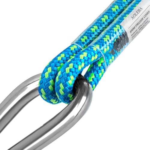 Blue 8mm Pre-Sewn Eye-to-Eye Prusik Cord for Climbing & Rescue - 30 Inches, Pack of 3