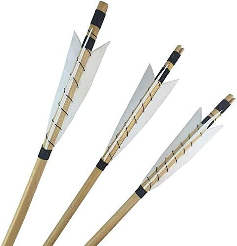 Archery Wooden English Longbow Arrows Practice Targeting Arrow 5.8" Turkey Feathers Fletching with Bullet Points for Recurve & Traditional Bow