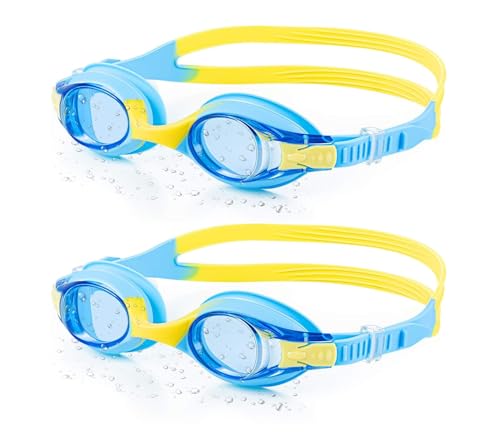 Unisex Child Swim Goggles - Anti-Fog, No-Leak, Clear Vision, Pack of 2