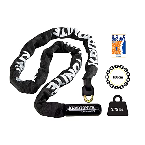 Kryptonite Keeper 712 Bike Chain Lock, 4 Feet Long Heavy Duty Anti-Theft Bicycle Chain Lock with Keys for Bike, Motorcycle, Scooter, Bicycle, Door, Gate, Fence,Black