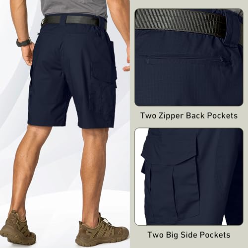 Mens Cargo Tactical Shorts Navy Blue 38 Inch - Durable Work Hiking Tool Shorts