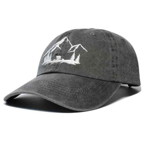 Mountain Trees Hat for Men Women, Embroidered Hiking Camping Climbers Nature Lovers Outdoorsy Baseball Caps Adjustable