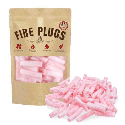 Waterproof Fire Starters with 5+ Minute Burn for Emergencies, Survival, Campfires, Fire Pits, Grills - 60 Pack Non-Toxic