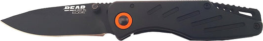 Bear Edge 3-3/8 in. Framelock Folding Knife, 440 High Carbon Stainless Steel Blade, Black Steel Handles, Assisted Opening and Pocket/Boot Clip (61104)