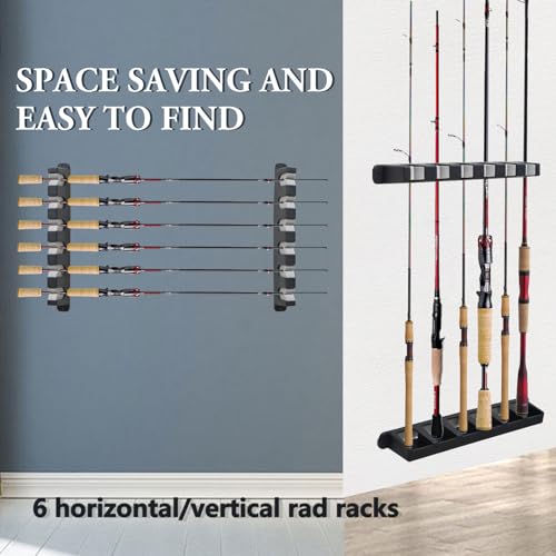 Vertical Fishing Rod Holders Wall Mount Pole Racks for Garage Gray 6 - Durable & Stable
