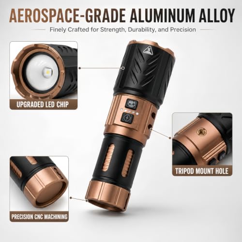 Rechargeable LED Flashlight 40W High Lumens with Zoom & Mount Hole